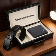 2pcs/Set Men's Minimalist Wallet And Belt, Intimate Daily Wear, Witness His Calm And Confident Momen