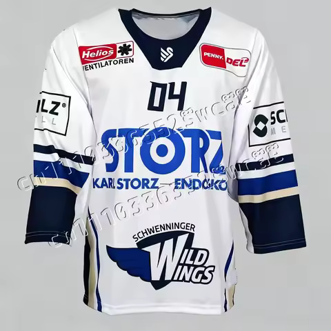 New 26/25 DEL Germany Hockey Men's Jersey Home Schwenninger Wild Wings Long Sleeve Sport Casual Kids