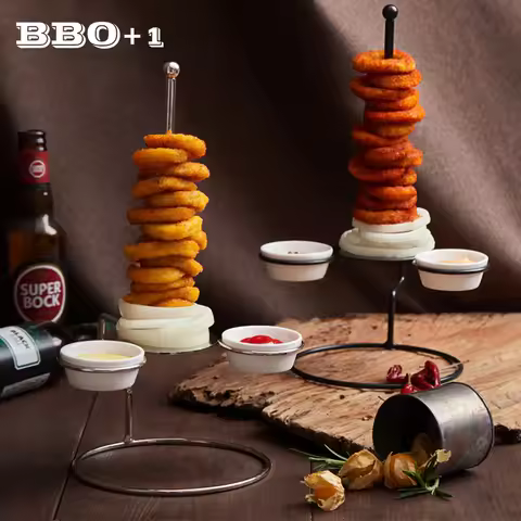 Onion Ring Tower with 2 Holders Stainless steel Chicken Rack Holder Clipper Mil Donuts Brick Straps 