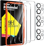 Milomdoi 3 Pack Screen Protector for Apple iPhone 12 with 3 Pack Tempered Glass Camera Lens Protecto