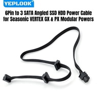 6Pin to 3 SATA Angled Power Cable for Seasonic VERTEX PX-1200/PX-1000/PX-850/PX-750, GX-1200/GX1000/