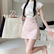 Clearance Chinese Style A-Line Mini Skirt Elegant Chinese Style Mini Skirt High Waist Chinese Skirt