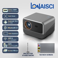 Projector 4K with WiFi and Bluetooth LONAISCI N1 Auto Focus Movie Projector 1080P UHD Portable Projector Business Office Proyector for Word/Excel/PPT