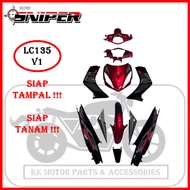 [FULL TANAM ] SNIPER COVERSET LC LC135 V1 EXCITER RC RED BLACK / HITAM MERAH EXCITER RC