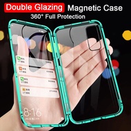 Casing Hp Oppo Reno 4 Pro Reno4Pro 4G Double Sided Glass Flip Phone Case Magnetic Magnet Metal Bumper Full 360° Protection Hard Cases Cover