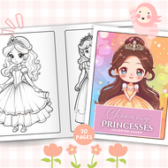 [Kertas Mewarna] Charming Princesses Coloring Pages 30 Pages Coloring Paper 120gsm A4 or A5 Paper