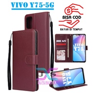 BOOK COVER hp FOR VIVO Y75-5G FLIP WALLET FOR VIVO Y75-5G LEATHER CASE FOR VIVO Y75-5G