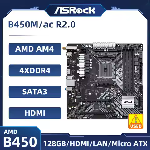ASRock B450M/ac R2.0 Motherboard B450 B450M Motherboard Socket AM4 DDR4 support Ryzen 5 5600 5700 43