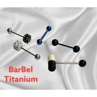 Titanium barbell//titanium earrings//vavelin piercing//tongue piercing//lip piercing