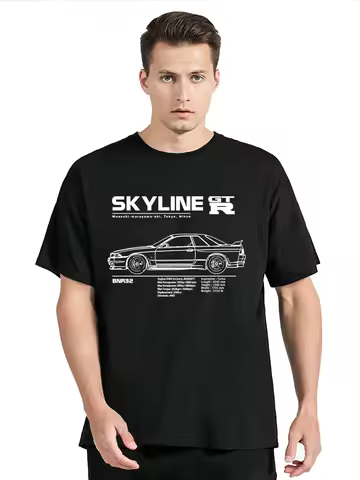 R32 GTR, T Shirt, Cars, R34, GTR, Skyline, Import, Jdm Tees Summer Men's Clothing Oversized Tshirt F