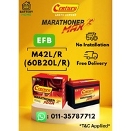 [No Installation] Century Marathoner Max M42 M42L /R 60B20L /R EFB Car Battery Bateri Perodua Myvi B