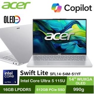 [1.1Kg OLED ] Acer - Swift Lite SFL14-54M-51YF (Intel Ultra 5 115U/ 14" FHD OLED) Laptop