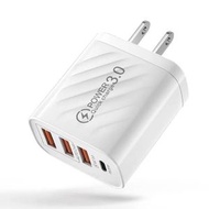 創意小品 - Travel US美規3.0 PD充電器 快充充電USB插頭 4插位 Type-C PD20W x 1 USB x 3 (白色)