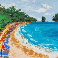 傘畫沙灘椅海景原創躺椅航海躺椅