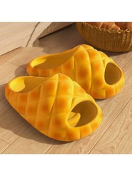 2024新款創意可愛女運夏季eva軟拖鞋,菠蘿麵包設計,防滑沙灘涼鞋