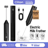 Cliton Electric Milk Frother Handheld Portable Mini 3 Speeds Frother for Coffee Matcha Cappuccino