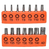 ชุดไขควงไขควง Torx แม่เหล็ก12ชิ้น25มม. ป้องกันการงัดแงะ T5ดอกไขควงหัวจีบ T7 T8 T9 T10 T15 T20 T25 T2