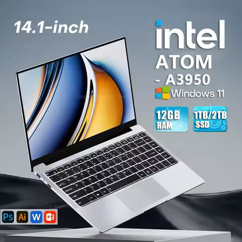 2025 Laptop Computer Windows 11 Notebook 14.1 Inch Intel Atom A3950 12GB 512GB 1920*1080 Resolution 