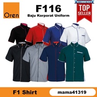 【mama41319】 OREN SPORT Baju Kemeja Korporat Lelaki Perempuan F1 Uniform Berkolar Lengan Pendek F116