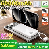 【Charge to 80% in 5 mins】150W 60000mah ccc certified power bank 3c slim magnetic vention powerbank f