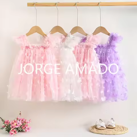 New Summer Baby Girl Casual Dress Cute Butterfly Appliques Tutu Tulle Party Princess Dresses Formal 