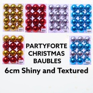 Partyforte Christmas 24Pc Christmas tree Bauble-6Cm Great for Decorating Christmas Trees, Christmas 