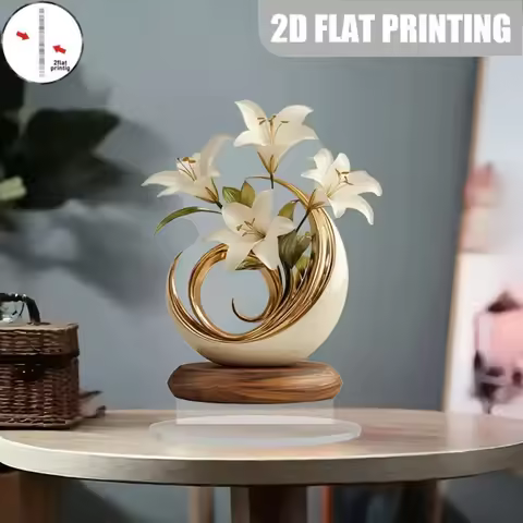 2D Acrylic Flat Gift "Elegant Lily Ornament; Light Luxury Curved Decoration Crafts; Home Living Room