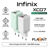 Infinix Charger Kit XC07 – GaN 68W Charger – 2C1A – 100W Braided C to C Cable – 65W Output