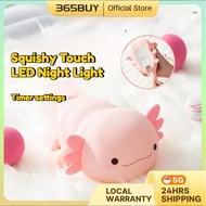 [SG]Squishy Touch LED Night Light Cute Axolotl Lamp Food Grade Silicone Rechargeable Dimmable