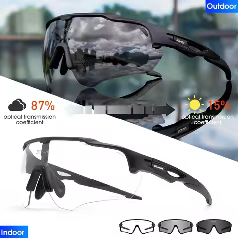 SCVCN Outdoor Bicycle Photochromic Glasses Men Cycling Glasses Polarized Cycle Sunglasses MTB UV400 