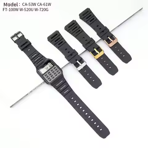 18mm 20mm Rubber Strap For Casio G-Shock CA-53W Calculator Watch Band CA-61W Silicone Durable Belt W