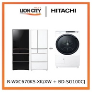 Hitachi R-WXC670KS-XK/XW Multi Door Refrigerator (500l)+Hitachi BD-SG100CJ 10kg Front Load Washer Dryer