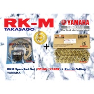 Rantai (YAMAHA) O-ring Gold, Sprocket (RKM) Yamaha Y15 Y16 FZ150 Sprocket Set (428H-132)