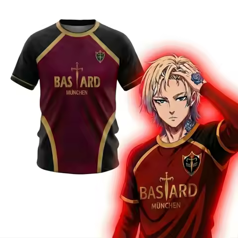 2026 Jersey Futsal Pattern Vl Replika Blue Lock Anime Bastard Munich Tees Summer Men And Women T-shi