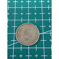 Syiling Lama Malaysia 5 sen 5 cent Coin 1973.