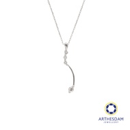 Arthesdam Jewellery 9K White Gold 4Diamond Long Pendant Chain Set 0.15CT