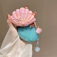 Cute EarPods Case for AirPods 4 Cover Cute Laser Pink Blue Colorful Sea Shells Cover Soft Earphone C