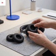 LANHUMY 2PCS Universal Headphone Ear Pads, Noise Isolation Black Wrinkle Leather Earpads, Easy to In