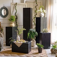 Carbonized Root Carving Stool Retro Original Solid Wood Square Wooden Pier B & B Hotel Flower Stand 