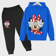 Disney 2024 Kids Sportswear Boys Girls Mickey Mouse Costume Set Baby Boys Girls Fashion Anime set Cartoon hoodie Sweater + Pants