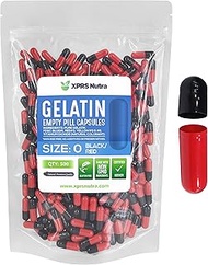 Capsules Express- Size 0 Black and Red Empty Gelatin Capsules - Kosher - Pure Gelatin Pill Capsule -
