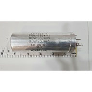 Nichicon Capacitor 3 Values In 100 + 100 uf/250 V. 750/175 Size 3.9 x 12.5 cm.