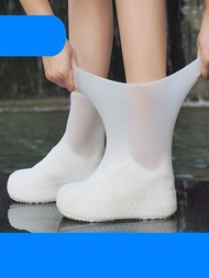 1只膠鞋套防水雨天厚底防滑耐磨戶外橡膠膠靴套男女適用