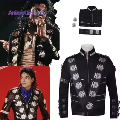 Michael Jackson Impersonator Black Jacket Rock Star Costume - MJ Concert Stage Cosplay Outfit for Ca