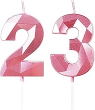 Birthday Candles Number 23 Pink - Pink Candles 3D Candles for Women Birthday Cakes, Candles for 23rd
