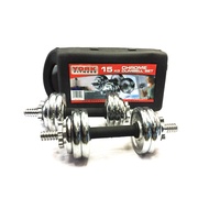 Dumbbell ดัมเบลล์ ชุบโครเมี่ยม แบบพกพา 15 kg.