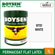 ◙Original Boysen Permacoat Flat Latex (White) - 1L (For Concrete &amp; Stone Surfaces)