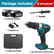 Kamolee 13mm Brushless 650N.M Torsi Tinggi 3 In 1 Bor Listrik 2450rpm Bor Listrik Dampak Kecepatan Tinggi