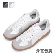 Fufa Shoes [Fufa Brand] Textured Plain Stitching Casual Flat Couple Sports Contrast Color Lightweight Anti-Slip Commuter Bag White