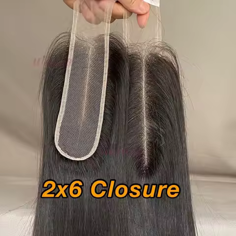 Kim K 2x6 Swiss Transparent Lace Closure Straight Wave Deep Parting Brazilian Remy Human Hair For Bl
